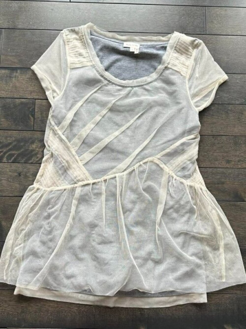 Anthropologie Meadow Rue Tulle Overlay Jersey Tee Medium